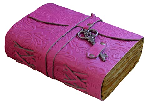 Pink Vintage Leather Journal Grimoire - 8X6