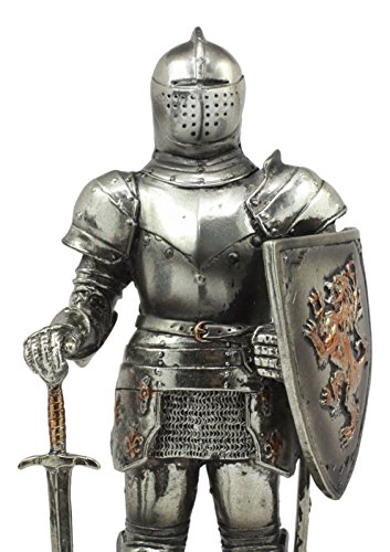 Ebros 7 Sir Geoffrey Knight Statue with Lion Shield | Classic Historia