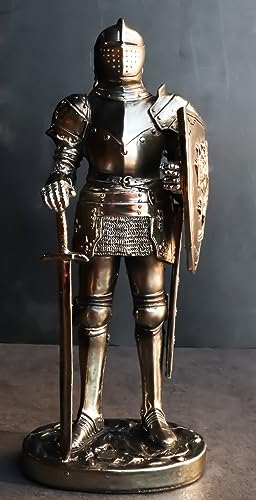 Ebros 7 Sir Geoffrey Knight Statue with Lion Shield | Classic Historia