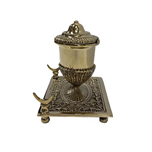 Brass Inkwell Pen Holder with Bone Nib