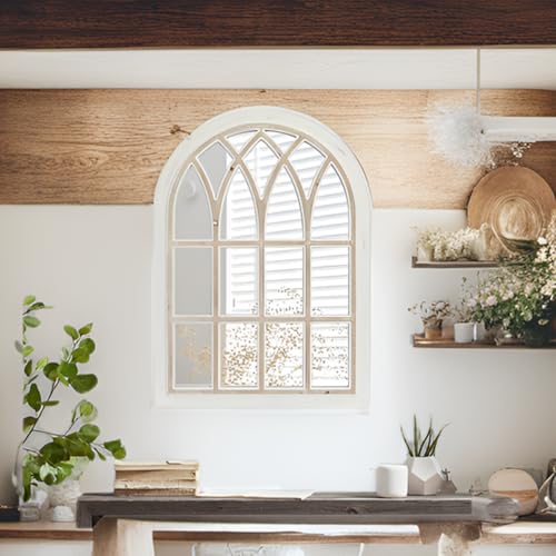 Flora Farmhouse Large White Wall Mirror