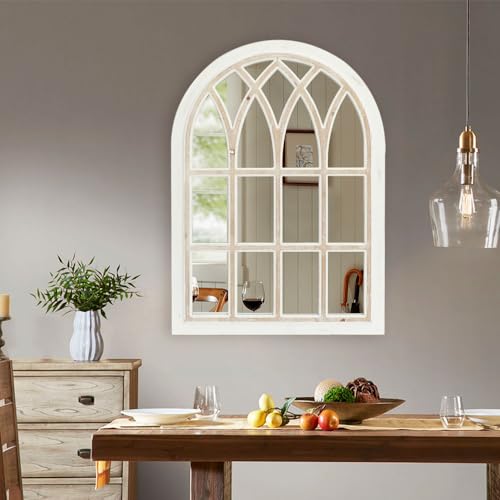 Flora Farmhouse Large White Wall Mirror