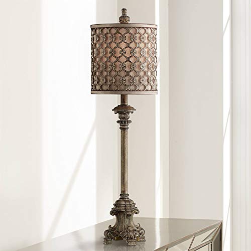 Beige Scroll Metal Buffet Table Lamp