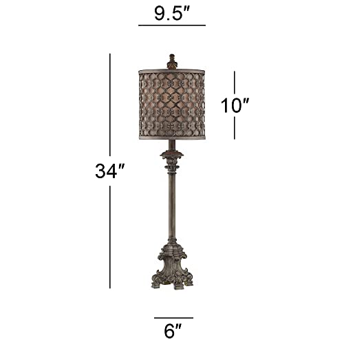 Beige Scroll Metal Buffet Table Lamp