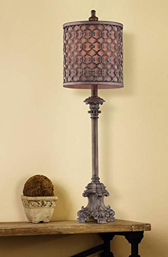 Beige Scroll Metal Buffet Table Lamp