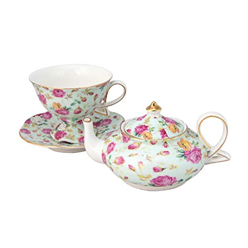 Gracie China Tea for One Set, Blue Rose Chintz | Classic Historia