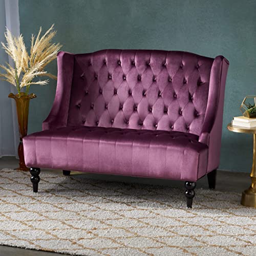 Leona Modern Glam Tufted Velvet Loveseat