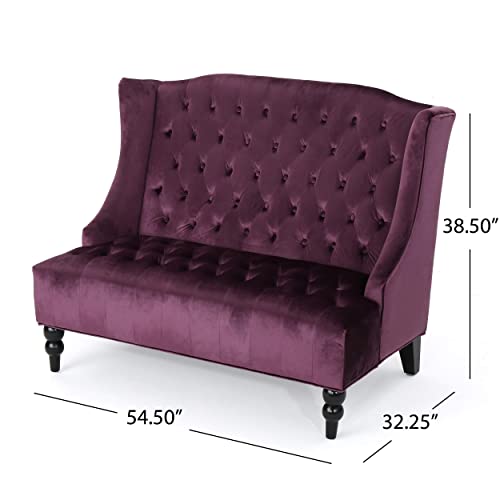 Leona Modern Glam Tufted Velvet Loveseat