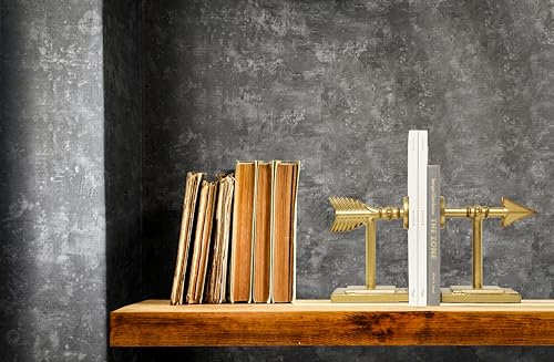 Gold Cast Metal Arrow Bookends - Set of 2