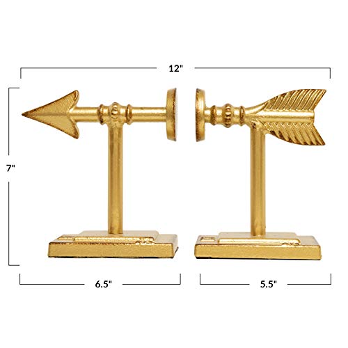 Gold Cast Metal Arrow Bookends - Set of 2