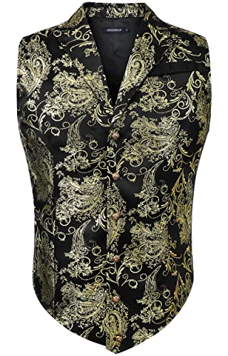 Victorian Gothic Gold Paisley Vest for Men