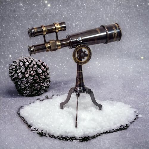 Vintage Brass Telescope on Tripod Stand - Black Antique