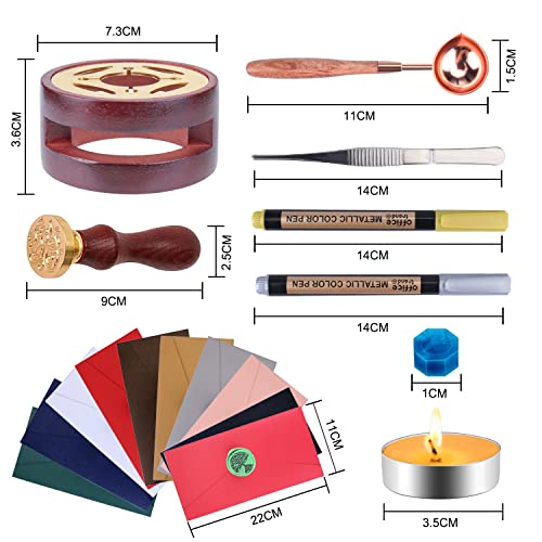 Wax Seal Kit: Stamp, Beads, Warmer, Envelopes