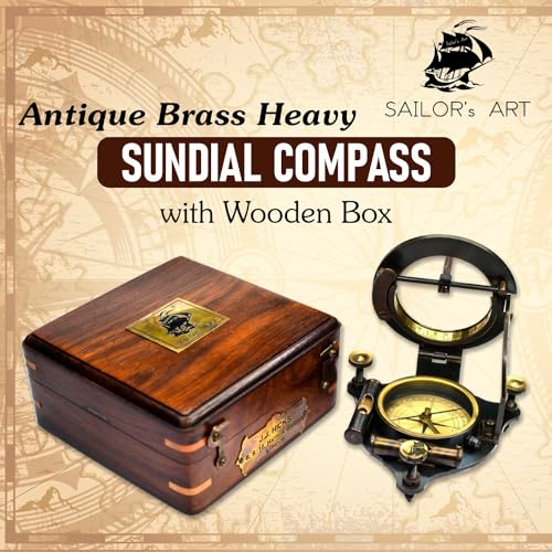 Antique Brass Sundial Compass in Wooden Box | J.J.Hicks London