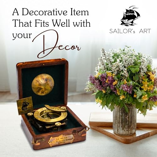 Antique Brass Sundial Compass in Wooden Box | J.J.Hicks London