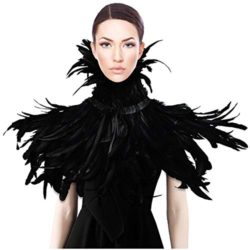 Black Feather Collar Cape 