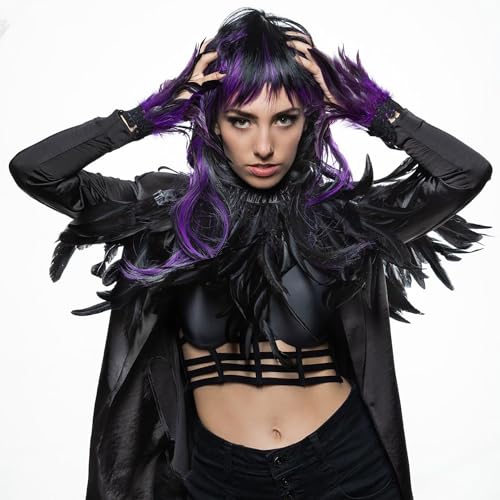 Black Feather Collar Cape 
