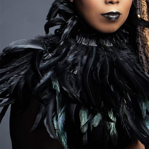 Black Feather Collar Cape 