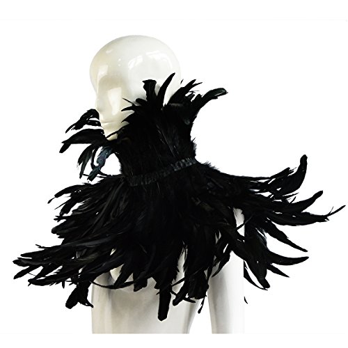 Black Feather Collar Cape 
