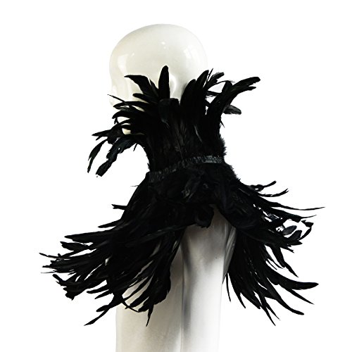 Black Feather Collar Cape 