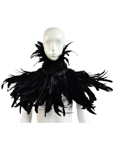 Black Feather Collar Cape 