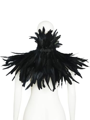 Black Feather Collar Cape 