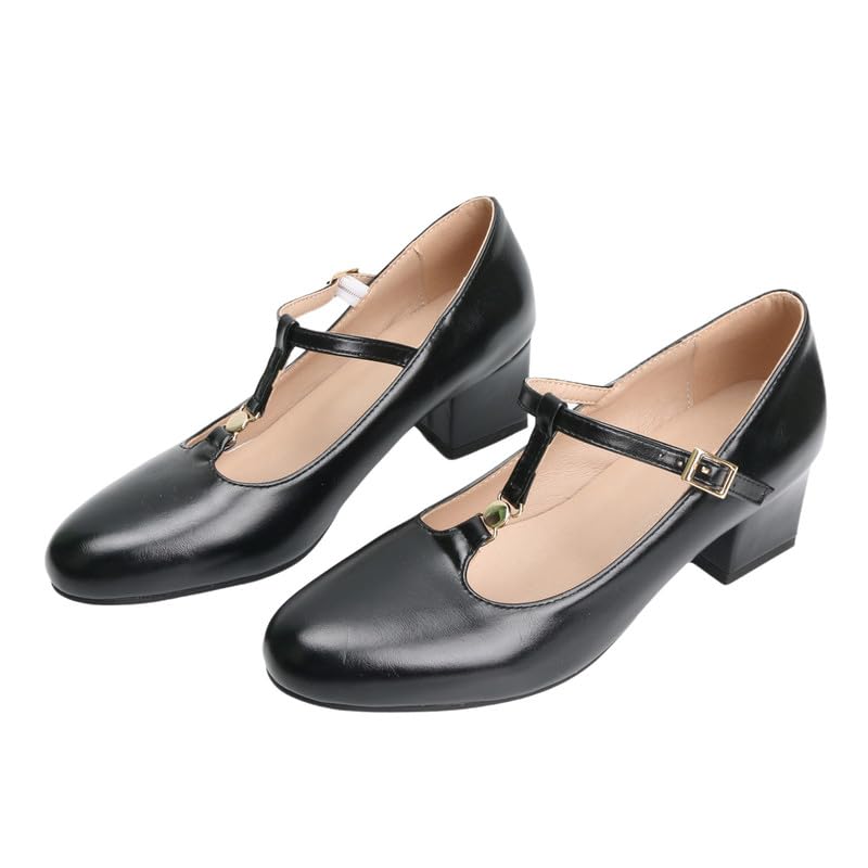 MJIASIAWA Damen Mary Jane Schuhe - T-Bar Design Mit 2.5cm Absatz, Runde Zehen