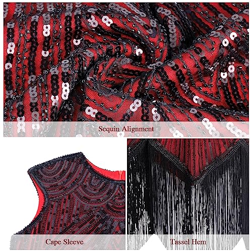 1920s Flapper Dress with Accessories Set - Red