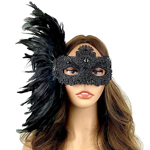Venetian Feather Masquerade Mask for Parties