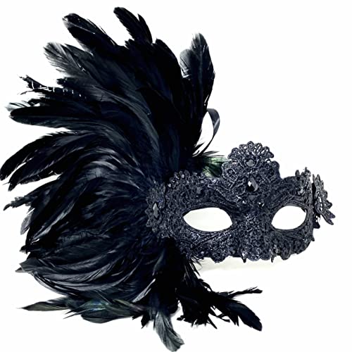 Venetian Feather Masquerade Mask for Parties