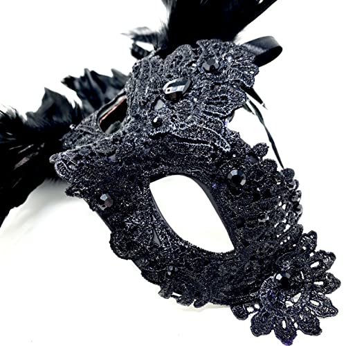 Venetian Feather Masquerade Mask for Parties