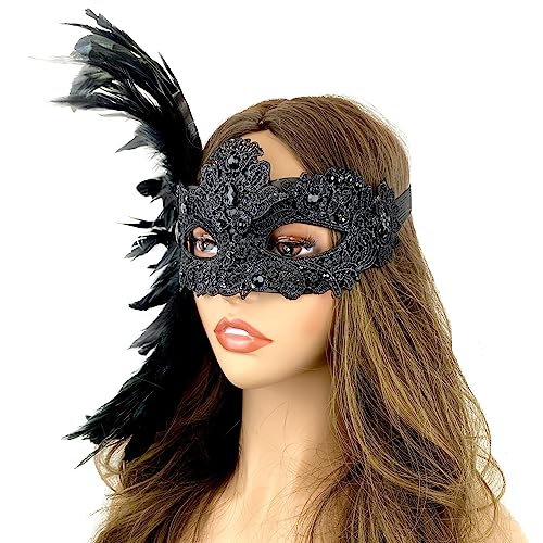 Venetian Feather Masquerade Mask for Parties