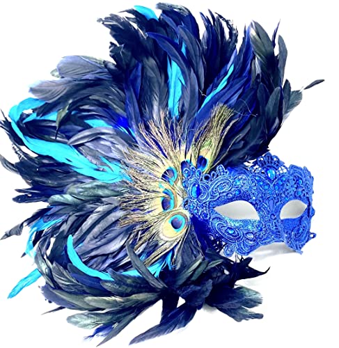 Venetian Feather Masquerade Mask for Women