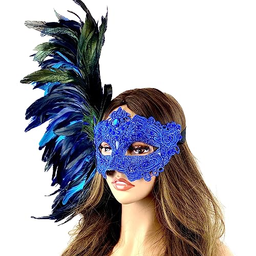 Venetian Feather Masquerade Mask for Women