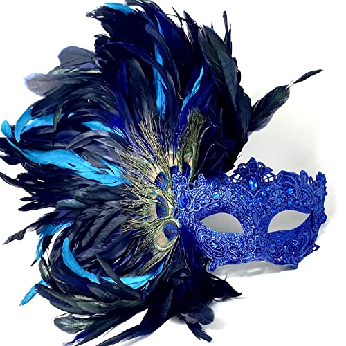 Venetian Feather Masquerade Mask for Women