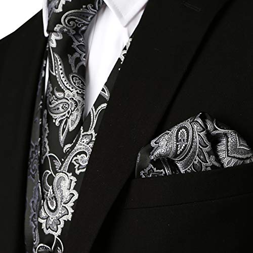 Elegant Men's Jacquard Paisley Vest and Tie Set