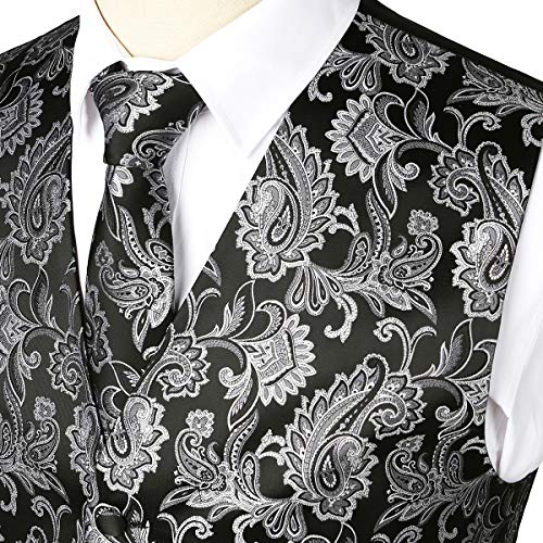 Elegant Men's Jacquard Paisley Vest and Tie Set