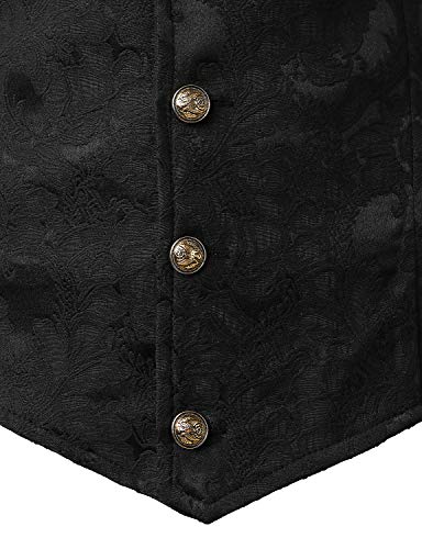 Men's Black Victorian Steampunk Gothic Waistcoat