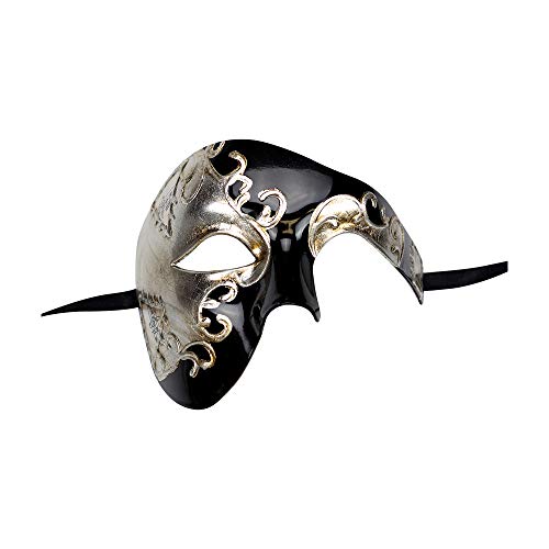 Yacanna Black Silver Phantom Masquerade Half Face Mask