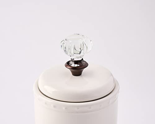 White Ceramic Tea Canister with Door Knob Handle