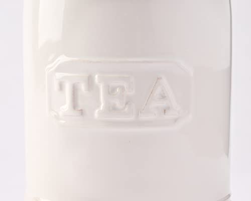 White Ceramic Tea Canister with Door Knob Handle