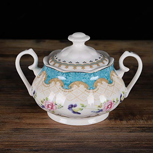 European Retro Rose Porcelain Tea Set, 15 Pieces