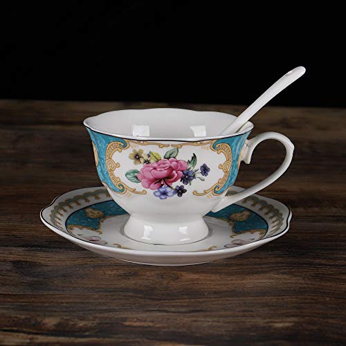 European Retro Rose Porcelain Tea Set, 15 Pieces