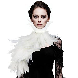 Feather Cape Shawl with Collar