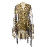 1920s Gold Peacock Sequin Shawl Wrap for Women