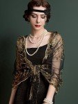 1920s Gold Peacock Sequin Shawl Wrap for Women