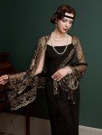 1920s Gold Peacock Sequin Shawl Wrap for Women