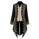 Men's Gothic Victorian Steampunk Frock Coat - Black