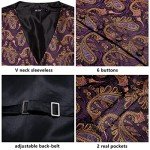 Elegant Purple Gold Mens Suit Vest and Bowtie Set