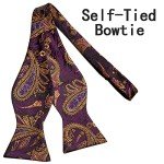 Elegant Purple Gold Mens Suit Vest and Bowtie Set